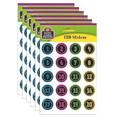 Chalkboard Brights Numbers Stickers, 120 Per Pack, 6 Packs