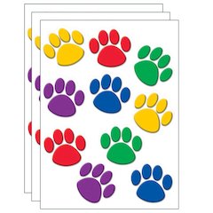 Colorful Paw Print Accents, 30 Per Pack, 3 Packs