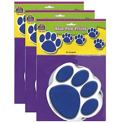 Blue Paw Prints Accents, 30 Per Pack, 3 Packs