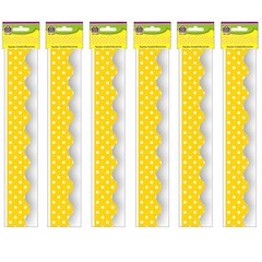 Yellow Mini Polka Dots Border Trim, 35 Feet Per Pack, 6 Packs