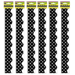 Black Mini Polka Dots Border Trim, 35 Feet Per Pack, 6 Packs