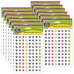 Colorful Paw Prints Mini Stickers Valu-Pak, 1144 Per Pack, 6 Packs