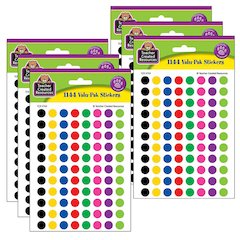 Mini Colorful Circles Valu-Pak Stickers, 1144 Per Pack, 6 Packs