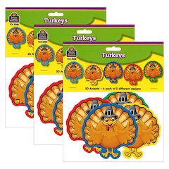 Turkey Accents, 30 Per Pack, 3 Packs
