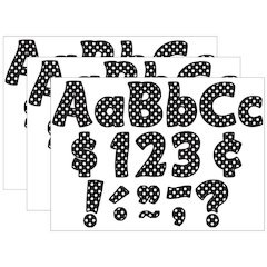 Black Polka Dots Funtastic Font 4" Letters Pack, 208 Pieces Per Pack, 3 Packs