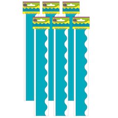 Teal (solid) Scalloped Border Trim, 35 Feet Per Pack, 6 Packs
