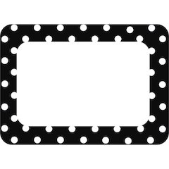 Black Polka Dots 2 Name Tags/Labels, 36 Per Pack, 6 Packs