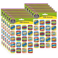 Superhero Stickers, 1", 120 Per Pack, 12 Packs