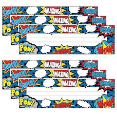 Superhero Flat Name Plates, 36 Per Pack, 6 Packs