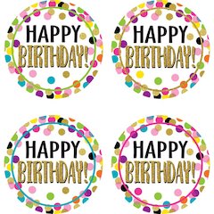 Confetti Happy Birthday Wear 'Em Badges, 32 Per Pack, 6 Packs