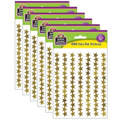 Gold Foil Star Stickers Valu-Pak, 686 Per Pack, 6 Packs