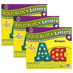 Marquee Bold Block 4" Letters Combo Pack, 230 Pieces Per Pack, 3 Packs