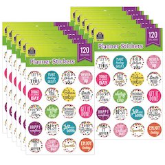 Confetti Words to Inspire Stickers, 120 Stickers Per Pack, 12 Packs