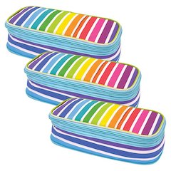Colorful Stripes Pencil Case, Pack of 3
