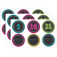 Chalkboard Brights Numbers Magnetic Accents, 42 Pieces Per Pack, 3 Packs