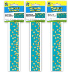 Teal Confetti Magnetic Border, 24 Feet Per Pack, 3 Packs