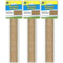 Burlap Design Magnetic Border, 24 Feet Per Pack, 3 Packs