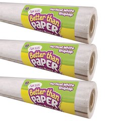 Fun Size Better Than Paper Bulletin Board Roll, Vertical White Shiplap Pack of 3