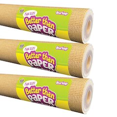 Fun Size Better Than Paper Bulletin Board Roll, 18" x 12', Burlap, Pack of 3