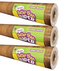 Fun Size Better Than Paper Bulletin Board Roll, Classic Wood, Pack of 3