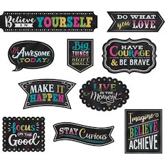 Chalkboard Brights Clingy Thingies Positive Sayings, 10 Per Pack, 2 Packs