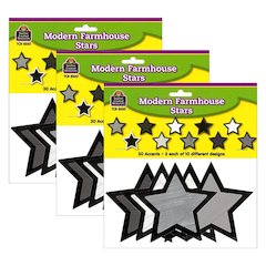 Modern Farmhouse Stars Accents, 30 Per Pack, 3 Packs