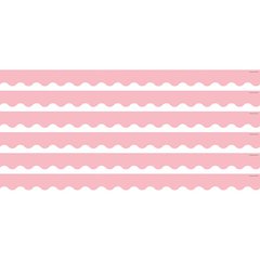Pastel Pink Scalloped Border Trim, 35 Feet Per Pack, 6 Packs