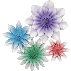 Floral Bloom Paper Flowers, Pack of 4