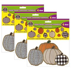 Home Sweet Classroom Pumpkins Accents, Assorted Sizes, 57 Per Pack, 3 Packs