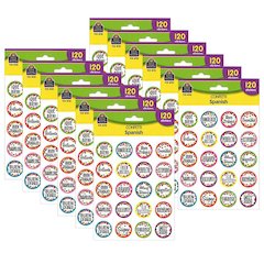 Confetti Spanish Stickers, 120 Per Pack, 12 Packs