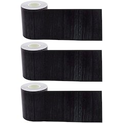 Black Wood Straight Rolled Border Trim, 50 Feet Per Roll, Pack of 3