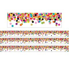 Confetti Straight Rolled Border Trim, 50 Feet Per Roll, 3 Rolls