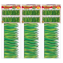 Tall Green Grass Jumbo Border, 8.5" Tall, 12 Feet Per Pack, 3 Packs