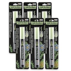 Glow In The Dark Green Fabric Marker, Pack of 6