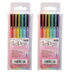 LePen Micro-Fine Point Pen, Pastel, 6 Per Pack, 2 Packs