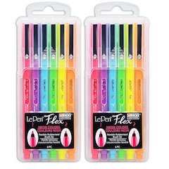 LePen Flex, 6 Neon Colors Per Pack, 2 Packs