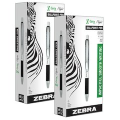 Z-Grip Flight Ballpoint Retractable Pen 1.2mm, Black, 12 Per Pack, 2 Packs