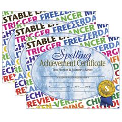Spelling Achievement Certificate, 30 Per Pack, 3 Packs