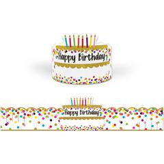 Confetti Happy Birthday Crowns, Pack of 30