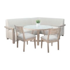 4-Piece Upholstered Dining Set with Round Table