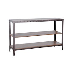 San Diego Metal & Solid Wood Sofa Table in Brown