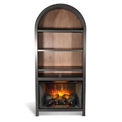 Arched Bookcase with Electric Fireplace