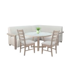 4-Piece Upholstered Dining Set with Round Table