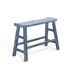 Ocean Blue Counter Bench, Wood Seat