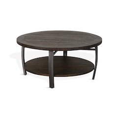 Homestead 38" Mahogany Wood & Metal Coffee Table in Tobacco Leaf