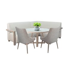 4-Piece Upholstered Dining Set with Round Table