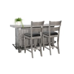 80" Traditional Wood Home Bar with Stools