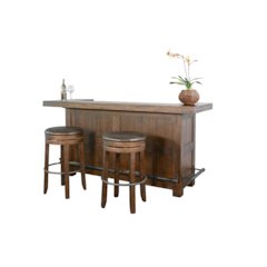 80" Traditional Wood Home Bar with Stools