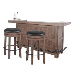 80" Traditional Wood Home Bar with Stools