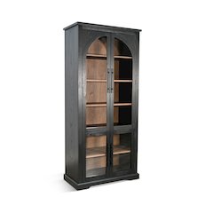 Elena Tall Wood Cabinet with Arched Glass Doors